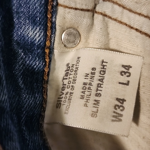 Vintage Silvertab Distressed Mens Blue Jeans - Picture 10 of 11